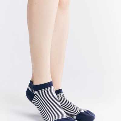 9321 | Calcetines deportivos unisex - Rayas índigo/naturales (paquete de 6)