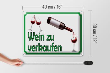 Plaque signalétique en tôle 40x30cm vin pour vendre de l'alcool 4
