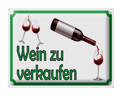 Blechschild Hinweis 40x30cm Wein zu verkaufen Alkohol