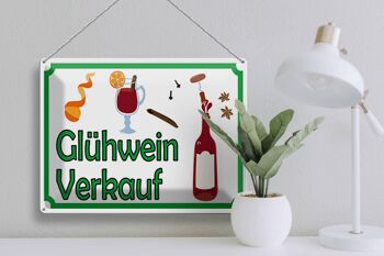 Plaque signalétique en tôle 40x30cm vente de vin chaud 3