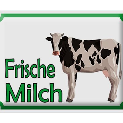 Cartel de chapa aviso 40x30cm venta leche fresca vaca