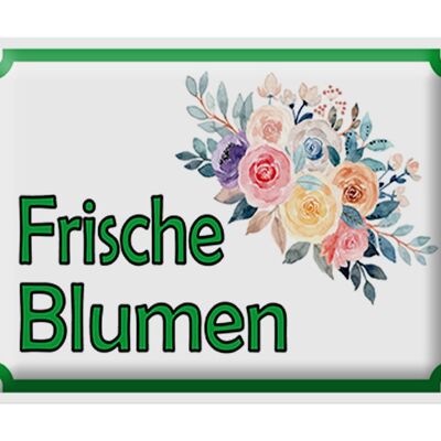 Cartel de chapa aviso 40x30cm venta flores frescas