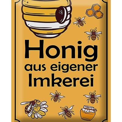Cartel de chapa aviso 30x40cm miel de nuestra propia apicultura