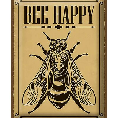 Signe en étain note 30x40cm Abeille heureuse abeille miel apiculture