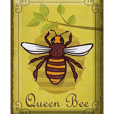 Cartel de chapa con aviso, 30x40cm, abeja reina, miel, apicultura