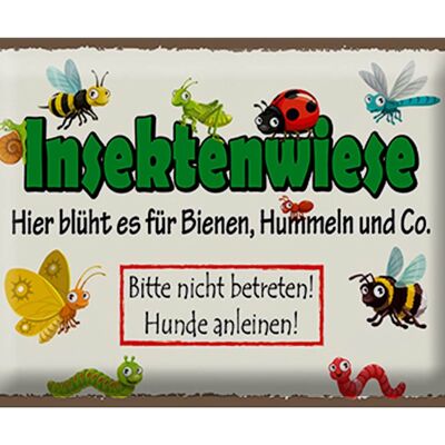 Metal sign notice 40x30cm insect meadow bees bumblebees