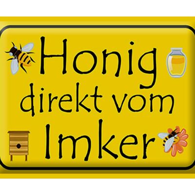 Metal sign notice 40x30cm honey directly from the beekeeper yellow sign