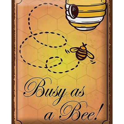 Tin sign saying 30x40cm Busy as a bee bee honey beekeeping tin sig