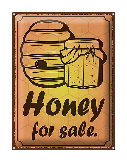 Blechschild Hinweis 30x40cm Honey for sale Honig Verkauf