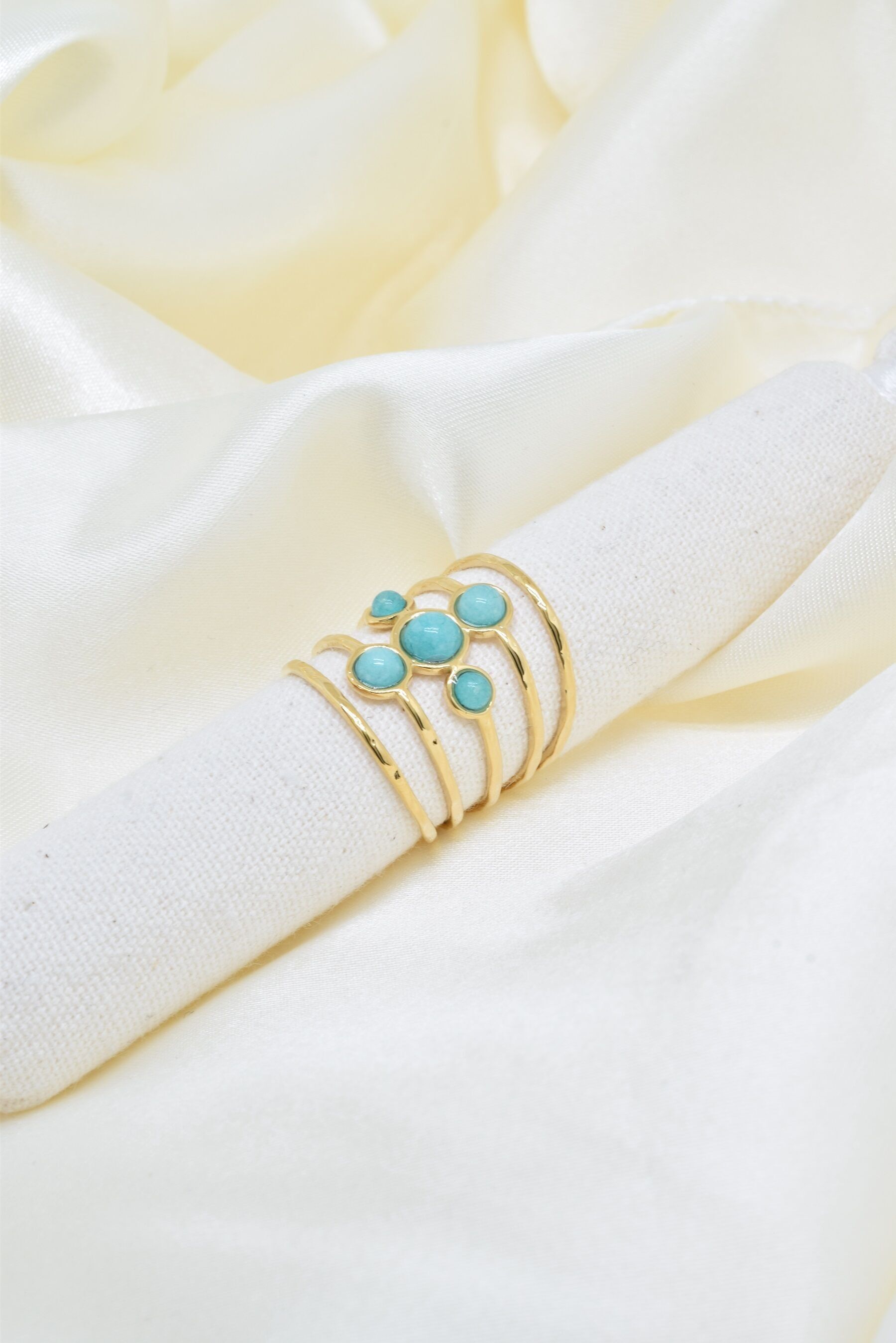 Anello con Amazzonite in Acciaio Inossidabile - BG310106OR-BL