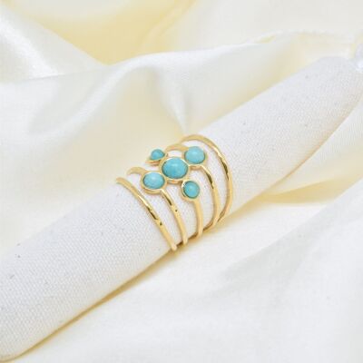 Bague amazonite en acier inoxydable - BG310106OR-BL