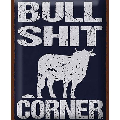 Targa in metallo con scritta Bullshit Corner 30x40 cm divertente