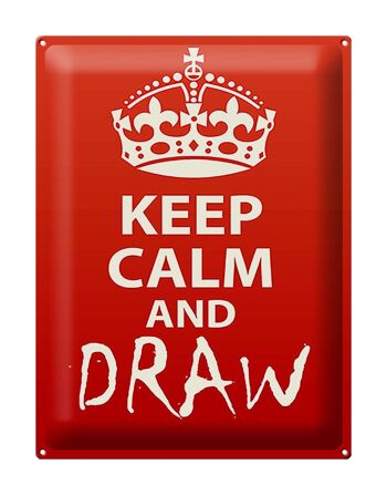 Panneau en étain disant 30x40cm Keep Calm and draw gift 1