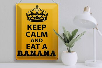 Panneau en étain disant 30x40cm Gardez votre calme et mangez une banane 3