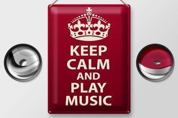 Panneau en étain disant 30x40cm Keep Calm and play Music Krone 2