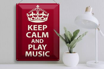Panneau en étain disant 30x40cm Keep Calm and play Music Krone 3