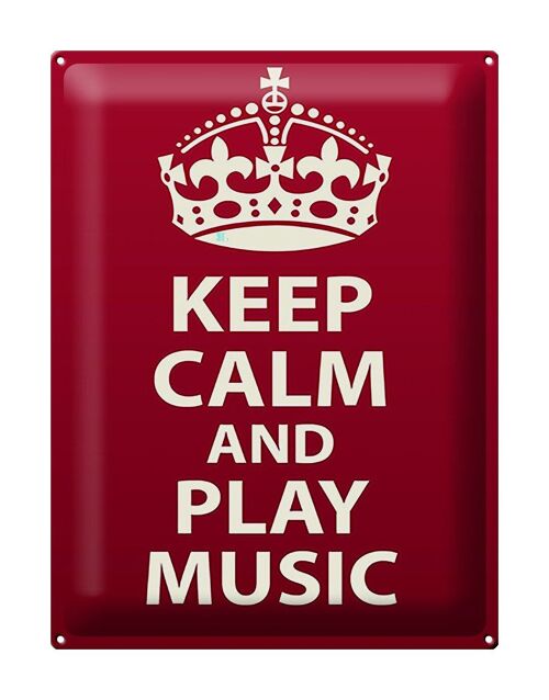 Blechschild Spruch 30x40cm Keep Calm and play Music Krone