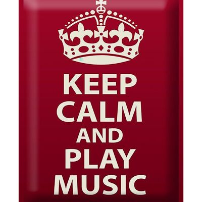 Cartel de chapa que dice 30x40cm Keep Calm and play Music Krone