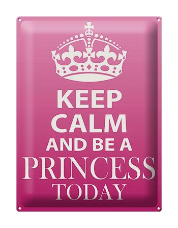 Panneau en étain disant 30x40cm Keep Calm and be a Princess 1