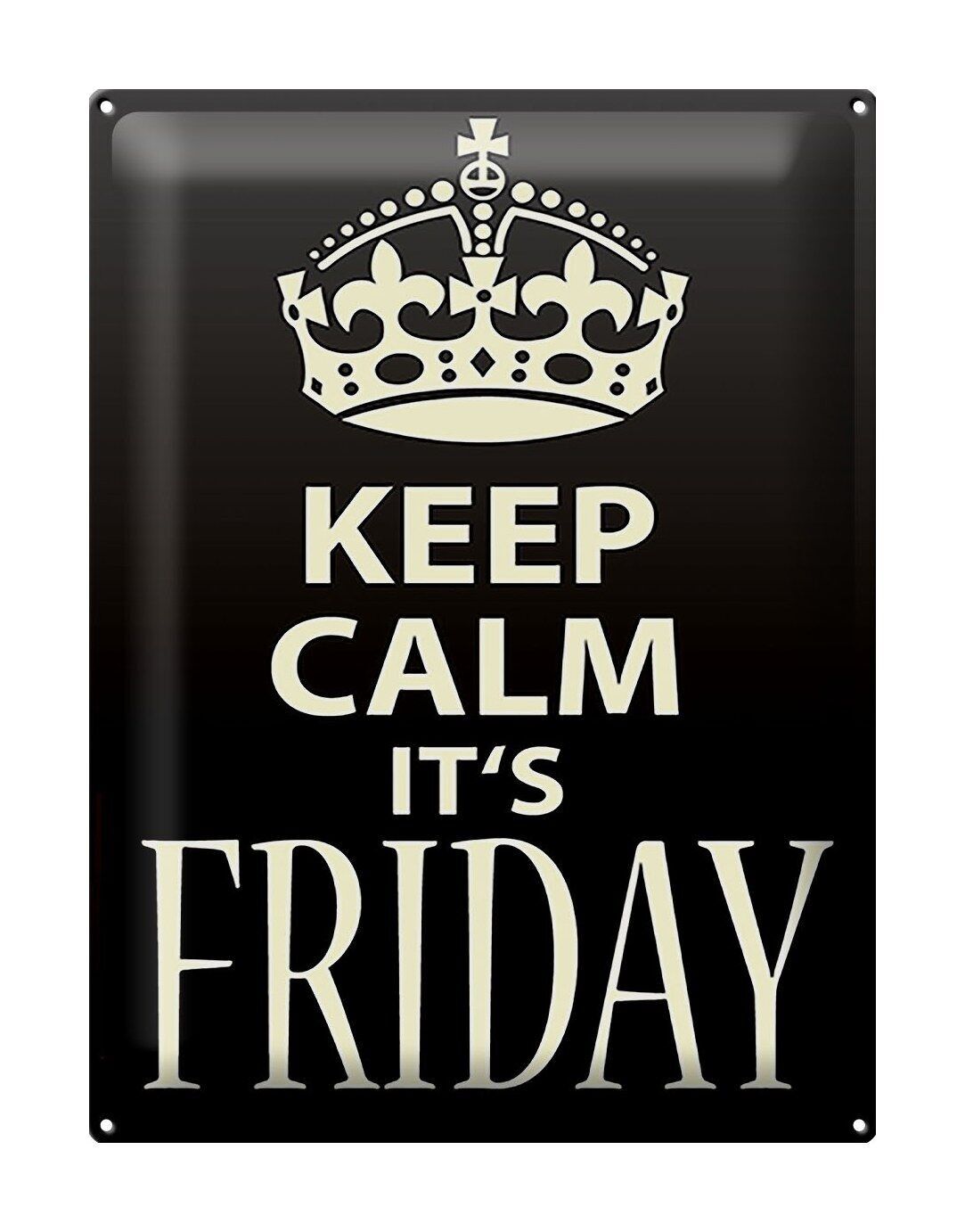 Targa in metallo con scritta "Keep Calm it`s Friday" 30x40 cm