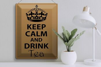 Plaque en étain disant 30x40cm Keep Calm and Drink Tea 3