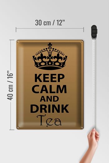 Plaque en étain disant 30x40cm Keep Calm and Drink Tea 4