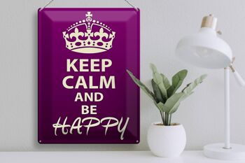 Panneau en étain disant 30x40cm Keep Calm and be happy 3