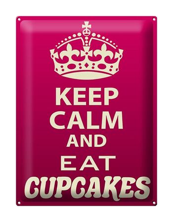 Panneau en étain disant 30x40cm Keep Calm and eat Cupcakes 1