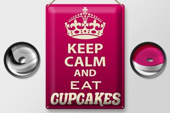 Panneau en étain disant 30x40cm Keep Calm and eat Cupcakes 2