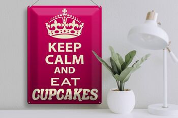 Panneau en étain disant 30x40cm Keep Calm and eat Cupcakes 3