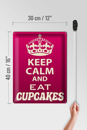 Panneau en étain disant 30x40cm Keep Calm and eat Cupcakes 4
