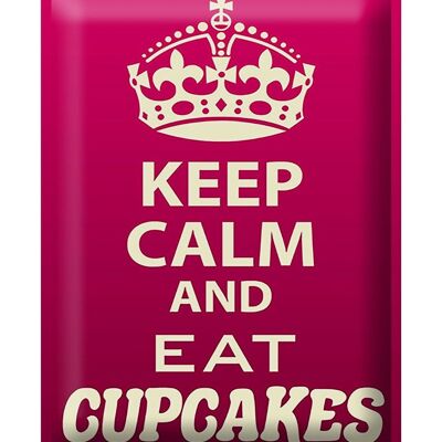 Targa in metallo con scritta "Keep Calm and eat Cupcakes" 30x40 cm