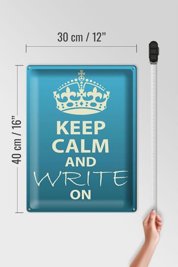 Panneau en étain disant 30x40cm Keep Calm and write on 4