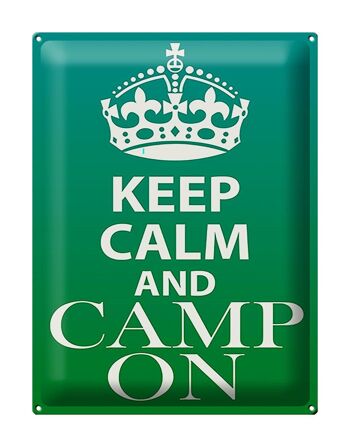 Panneau en étain disant 30x40cm Keep Calm and camp on Camping 1