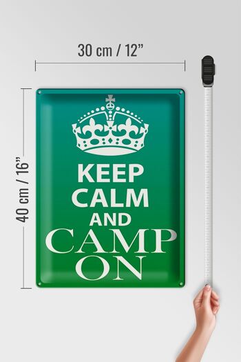 Panneau en étain disant 30x40cm Keep Calm and camp on Camping 4