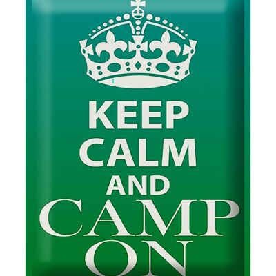 Panneau en étain disant 30x40cm Keep Calm and camp on Camping