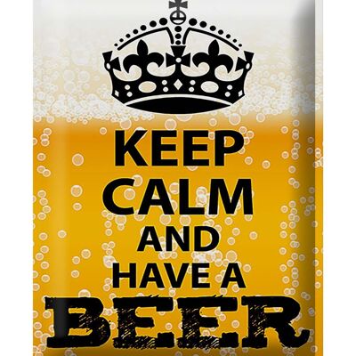 Targa in metallo con scritta "Keep Calm and have a Beer" 30x40 cm