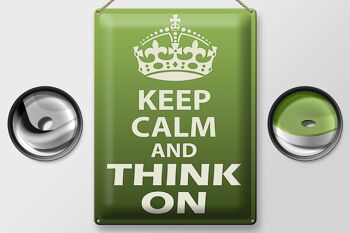 Panneau en étain disant 30x40cm Keep Calm and think on gift 2