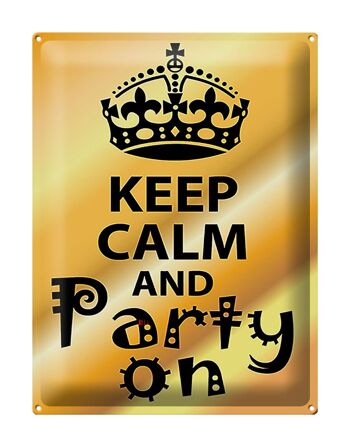 Panneau en étain disant 30x40cm Keep Calm and party on gift 1