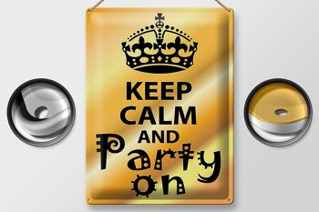 Panneau en étain disant 30x40cm Keep Calm and party on gift 2