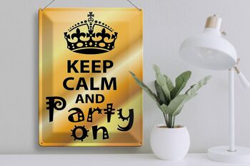 Panneau en étain disant 30x40cm Keep Calm and party on gift 3