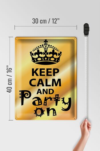 Panneau en étain disant 30x40cm Keep Calm and party on gift 4