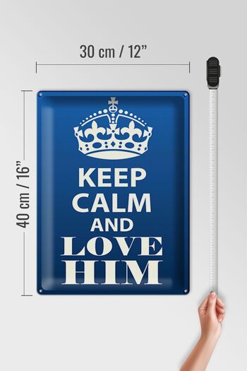 Panneau en étain disant 30x40cm, cadeau Keep Calm and love him 4