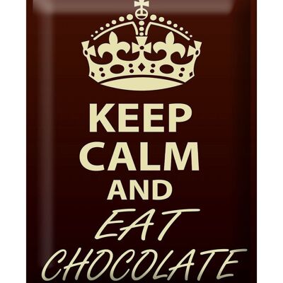 Targa in metallo con scritta "Keep Calm and eat Chocolate" 30x40 cm