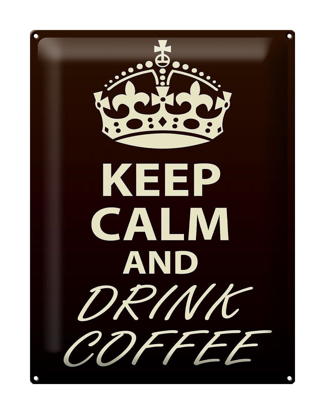 Targa in metallo con scritta "Keep Calm and drink Coffee" 30x40 cm