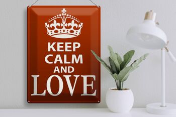 Panneau en étain disant 30x40cm, cadeau Keep Calm and Love 3