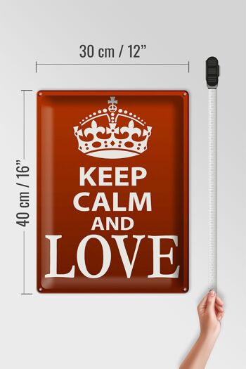 Panneau en étain disant 30x40cm, cadeau Keep Calm and Love 4