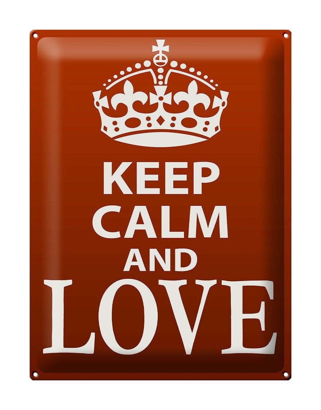 Targa in metallo con scritta "Keep Calm and Love" 30x40 cm