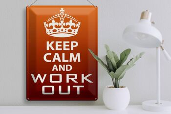 Panneau en étain disant 30x40cm Keep Calm and Work Out Gift 3