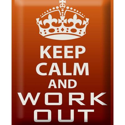 Targa in metallo con scritta "Keep Calm and work out" 30x40 cm